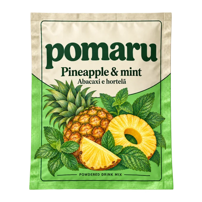Pineapple & mint POMARU sachet design concept