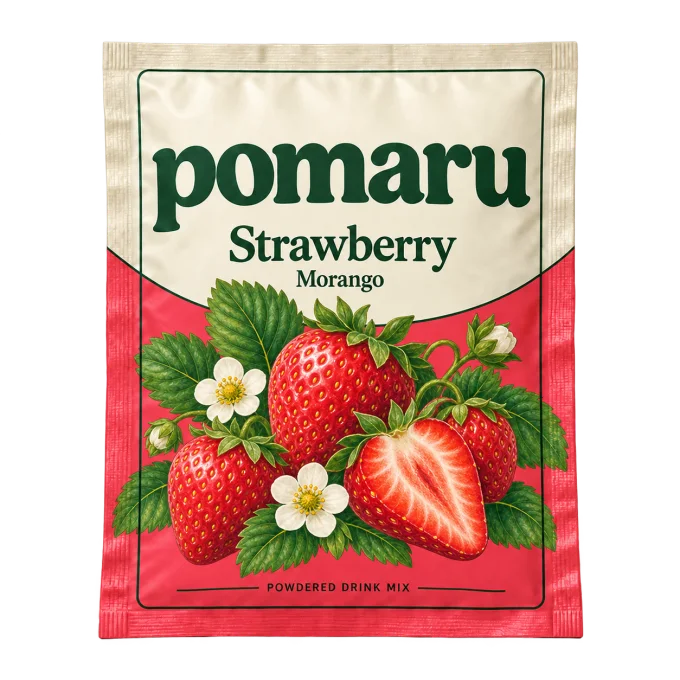 Strawberry POMARU sachet design concept